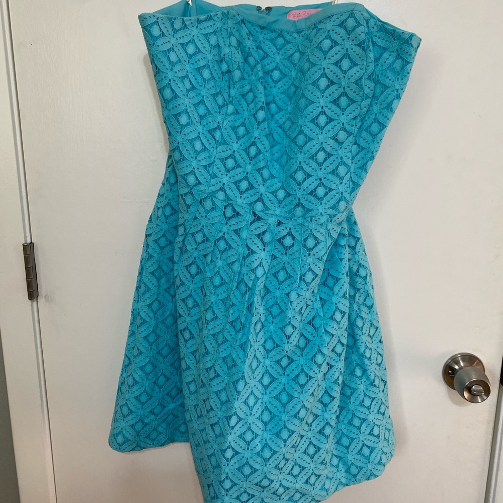 Lilly Pulitzer strapless mini dress size 8 blue